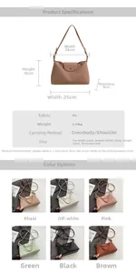 Spécifications de taille et options de couleurs pour le sac à bandoulière plissé rayé