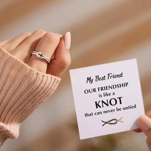 Love Knot Adjustable Ring For Women Silver Plated Copper Pavé Zirconia Friendship Gift Jewelry