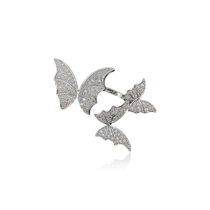 Elegant butterfly statement ring featuring sparkling white cubic zirconia and silver plating
