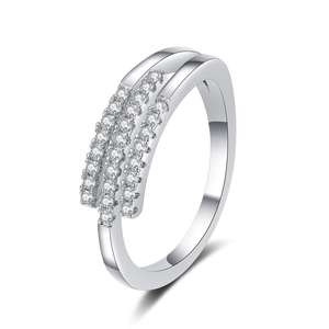 Bague multicouche en argent avec zircone cubique micro-pavée pour femme ajustable
