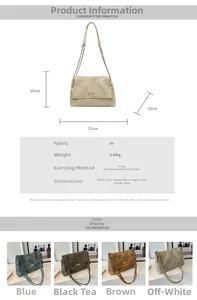 Detailed size specifications and color options for the stylish PU leather tote bag
