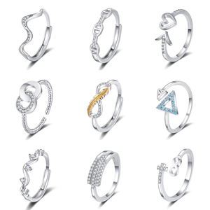 Adjustable Open Ring For Women Copper Zircon Inlaid Geometric Minimalist Trendy Dainty Fashion Jewelry Accessory