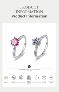 Details von sechs-klauen Moissanit-Ringen in Silber mit Pflegehinweisen für Schmuck