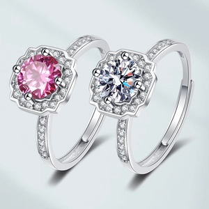 Anello Regolabile In Moissanite Elegante Halo Tondo Rame Zircone Gioielli Da Dito Stile Lusso Donne