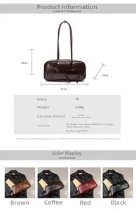 Detailed size chart and specifications for the bow-decorated retro bowling underarm bag
