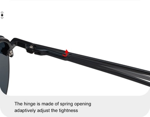 Detailed close-up of flexible spring hinge on semi-rimless aviator metal sunglasses
