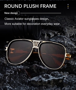 Detail einer klassischen Fliegerbrille aus Goldmetall mit feiner Gitter-Hohlsteg-Optik