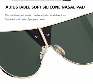 Détail des plaquettes en silicone réglables et de la monture métallique de lunettes aviateur
