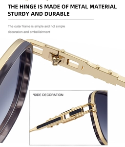 Detailansicht der robusten Goldmetallscharniere und Seitendekoration dieser Pilotensonnenbrille