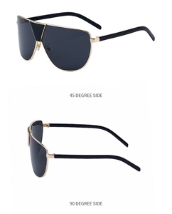Double vue montrant les profils latéraux à 45 et 90 degrés des lunettes de soleil aviateur