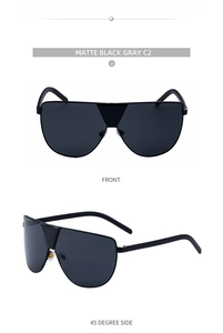 Lunettes aviateur surdimensionnées noir mat vue de face et de profil à 45 degrés