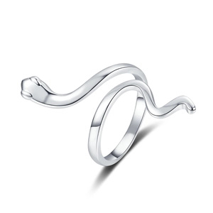 Minimalist silver snake wrap ring with 18K gold plating and high-polish mirror finish