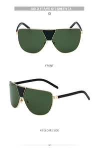 Vue de face et à 45 degrés des lunettes aviateur avec monture dorée et verres G15