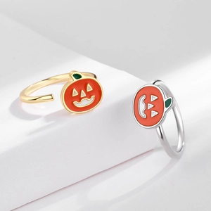 Adjustable spinning pumpkin rings for anxiety relief in gold and silver finish