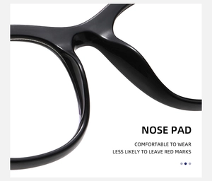 Macro view of integrated nose pads on black cat-eye frames for comfortable wear