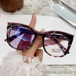 Cat-eye photochromic glasses featuring blue light blocking and tortoise gradient frames