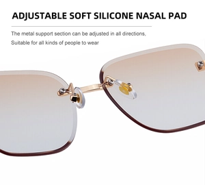 Detailansicht des verstellbaren Metallstegs und weicher Silikon-Nasenpads bei randloser Brille