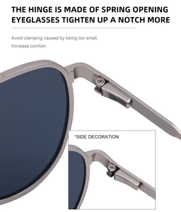 Close-up of flexible spring hinges on classic pilot sunglasses for enhanced comfort