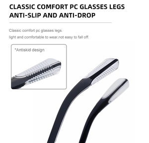 Detail of PC material sunglasses temple with non-slip texture for a secure fit