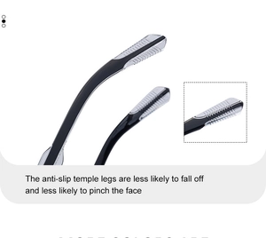 Detail of square sunglasses temple with anti-slip texture for a secure fit