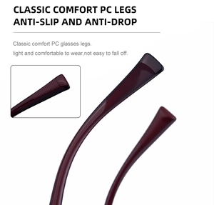 Branches de lunettes PC bordeaux avec texture antidérapante pour lunettes œil de chat