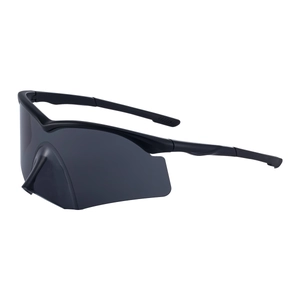 Mens semi-rimless cycling sunglasses with matte black frame and grey one-piece lens
