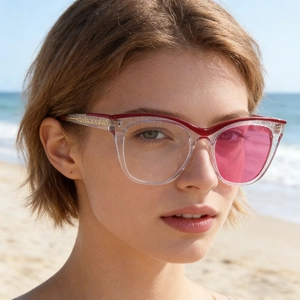 Lunettes De Soleil Yeux De Chat Pour Femmes Photochromiques Anti Lumière Bleue Monture PC Métal Mode