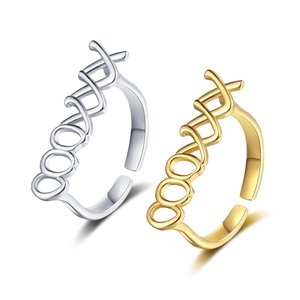 Geometric Hollow Letter Adjustable Copper Rings For Women XO Pattern Open Finger Jewelry Fashion Gift