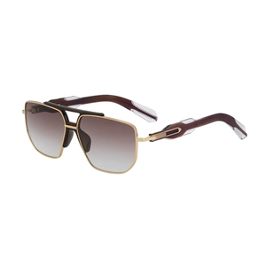 Modern gold pilot sunglasses with brown gradient lenses and dark brown temples