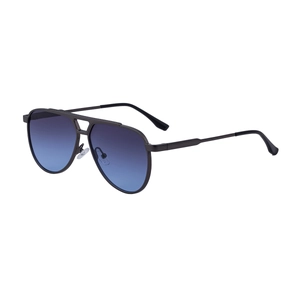 Classic aviator sunglasses with metal double bridge and blue-purple gradient lenses