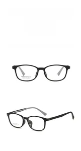 Detail view of full-rim square black optical frame showing front and side angles