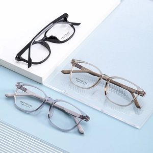 Chic square optical glasses frames for women in black, tea, and grey-purple colors
