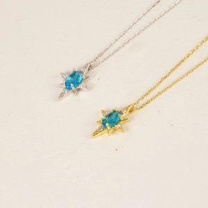Collane a stella polare in oro e argento con zircone blu e cristalli bianchi