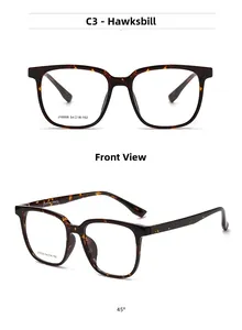 Macro view of hawksbill square frame glasses showing model J10009 and size markings