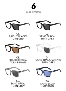 Detailed comparison of six square photochromic eyewear frames with metal side accents