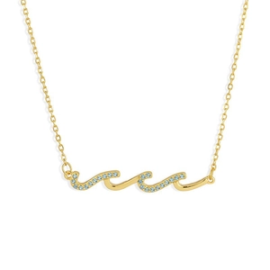 Collier Pendentif Vague En Cuivre Avec Incrustation De Zircon Style Océan Minimaliste Élégant Chaîne De Clavicule Pour Femmes Bijoux
