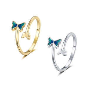 Eleganter Schmetterling Verstellbarer Offener Ring Kupfer Emaille Tropföl Süßer Schmuck Geschenk Für Frauen Mädchen