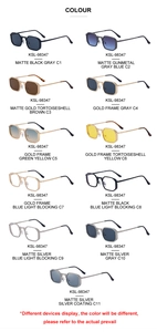 Detailed color selection guide for KSL-98347 square metal sunglasses and blue light lenses
