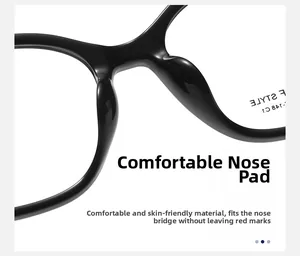 Close-up of the integrated comfortable nose pads on black cat-eye glasses frames
