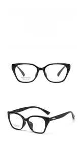 Detailed view of bright black cat-eye glasses frame model AT68611 showing temple specs