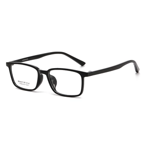 Classic black rectangular full-rim eyewear frame for women with a minimalist square design
