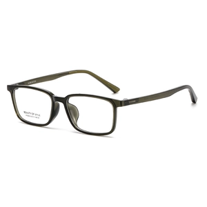 Fashionable square green eyeglasses frame for women, model AT88630 in a stylish translucent finish