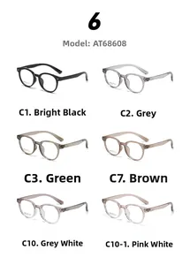 Six different colors of stylish round frame optical glasses including gradients and solids