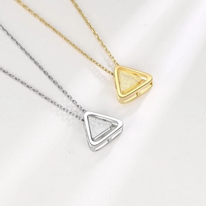 Minimalist double-layered triangle pendant necklace in gold and silver finishes