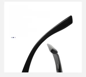 Macro detail of ergonomic black anti-slip curved eyeglass legs for stable fit