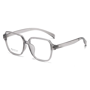 Fashionable grey transparent square oversized eyeglasses with TR90 frame for women