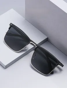 Macro detail of square polarized sunglasses showing the model 3814 59-17 on the temple