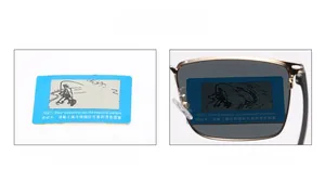 Polarized lens test card showing improved visibility and clarity for fishing sunglasses