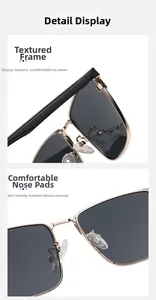 Detail of metal frame sunglasses with comfortable silicone nose pads and sturdy hinges
