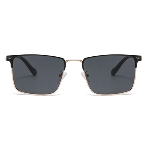 Polarized fishing sunglasses with black semi-rimless square frame and rose gold metal detail
